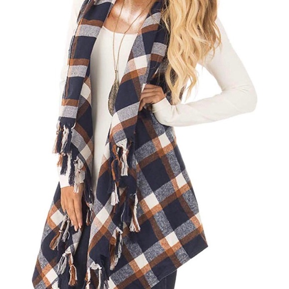 Jackets & Blazers - Plaid Sweater Vest- Women’s Cardigan Vest Size M